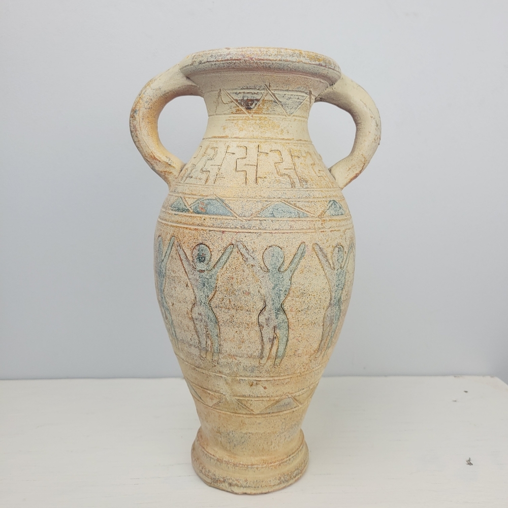🐢GS Terracotta Hieroglyphic Double Handled Vase